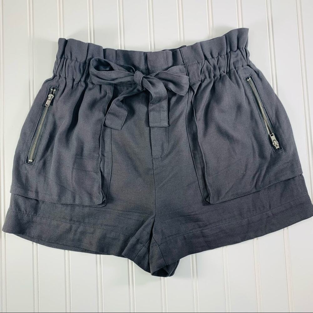 Gray High Waist Paper Bag Shorts Sz Small Cargo